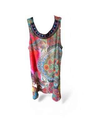 Desigual Beaded Paisley Tunic Dress Boho Statement Piece - Women’s Size 44 (L)